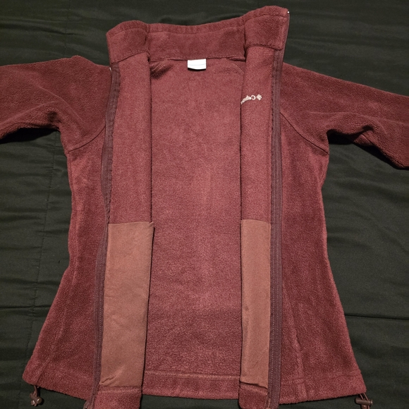 Columbia Womens Fleece Jacket Zip Up Coat Burgundy Size Small - Picture 6 of 8